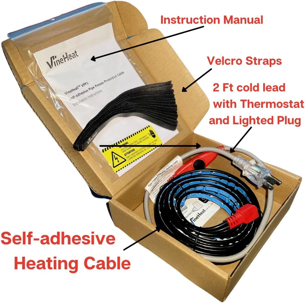 VineHeat Self-Adhesive Pipe Freeze Protection Cable